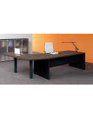 Appendice sagomata sinistra per scrivania con piano melaminico e gamboni portanti in metallo - Colori a scelta - cm 213x79x74h