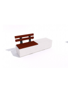 Panchina rettangolare in cemento con seduta parziale e schienale in legno - colore Grigio pietra - cm 200x60x85h - CAM