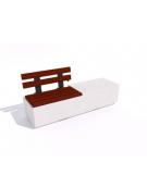 Panchina rettangolare in cemento con seduta parziale e schienale in legno - colore Bianco travertino - cm 200x60x85h - CAM