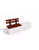 Panchina rettangolare in cemento con seduta parziale e schienale in legno - colore Bianco sabbiato - cm 200x60x85h - CAM