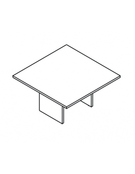 Tavolo riunione quadrato con piano lineare monoblocco e struttura in melaminico- Colori a scelta - cm 120x120x74h