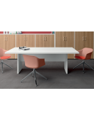 Tavolo riunione quadrato con piano lineare monoblocco e struttura in melaminico- Colori a scelta - cm 160x160x74h