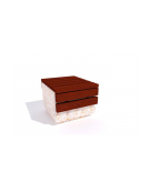 Panchina rettangolare piana in cemento colore Bianco sabbiato - seduta e frontale in legno - cm 60x70x50h - Conforme ai CAM