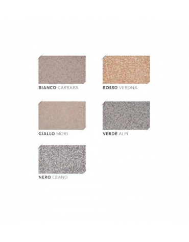 Panchina rettangolare piana in graniglia di marmo sabbiato - colore a scelta - seduta e frontale in legno - cm 60x70x50h - CAM