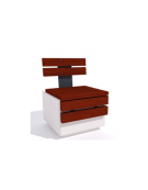 Panchina quadrata in cemento colore Grigio travertino - seduta frontale e schienale in legno - cm 60x65x85h - Conforme ai CAM