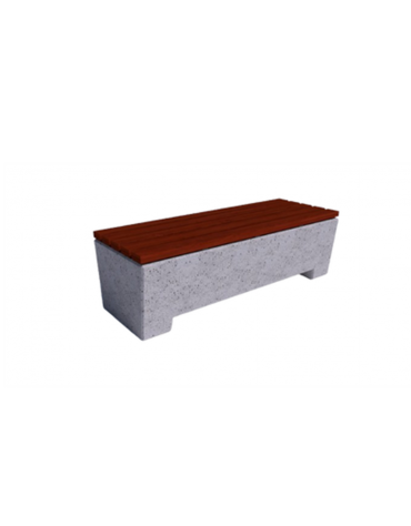 Panchina trapeziodale monoblocco in Cemento calcestruzzo con seduta in legno - colore Bianco pietra - cm 160x60x50h - CAM