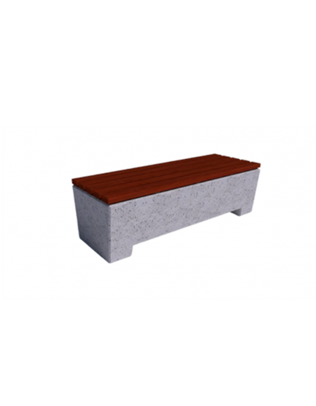 Panchina trapeziodale monoblocco in Cemento con seduta in legno - colore Grigio travertino - cm 160x60x50h - CAM