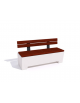 Panchina trapeziodale in cemento, colore Bianco travertino - schienale e seduta in legno - cm 160x60x85h - Conforme ai CAM
