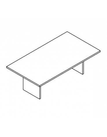 Tavolo riunione rettangolare con piano monoblocco spessore mm 38 e fianchi in legno pannellati - cm 180x120x74h
