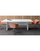 Tavolo riunione rettangolare con piano monoblocco spessore mm 38 e fianchi in legno pannellati - cm 180x120x74h
