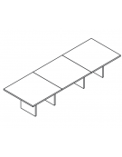 Tavolo riunione rettangolare composto con piano e gambe pennellate in melaminico - colori a scelta - cm 260x120x74h