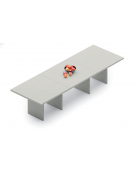 Tavolo riunione rettangolare composto con piano e gambe pennellate in melaminico - colori a scelta - cm 260x120x74h