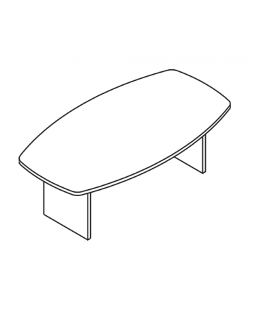Tavolo riunione sagomato con piano monoblocco e gambe pennellate in melaminico- Colori a scelta - cm 180x120x74h