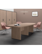 Tavolo riunione sagomato con piano monoblocco e gambe pennellate in melaminico- Colori a scelta - cm 200x120x74h