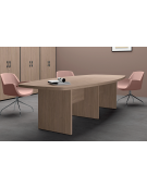 Tavolo riunione sagomato composto con piano e gambe pennellate in melaminico - colori a scelta - cm 280x120x74h