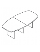 Tavolo riunione sagomato composto con piano e gambe pennellate in melaminico - colori a scelta - cm 280x120x74h