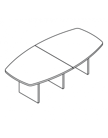 Tavolo riunione sagomato composto con piano e gambe pennellate in melaminico - colori a scelta - cm 280x120x74h