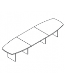 Tavolo riunione sagomato composto con piano e gambe pennellate in melaminico - colori a scelta - cm 260x120x74h