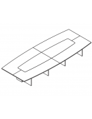 Tavolo riunione sagomato con vano elettrificazione e fascia centrale in melaminico - colori a scelta - cm 450x240x74h