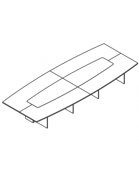 Tavolo riunione sagomato con vano elettrificazione e fascia centrale in melaminico - colori a scelta - cm 450x240x74h