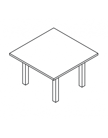 Tavolo riunione quadrato con piano moboblocco in melaminico e struttura metallica - colori a scelta - cm 120x120x74h