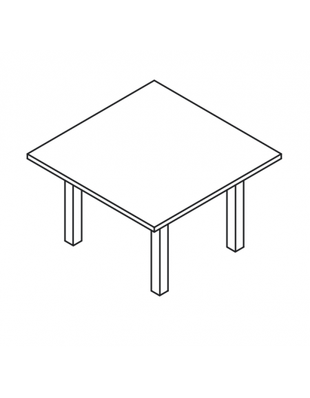Tavolo riunione quadrato con piano moboblocco in melaminico e struttura metallica - colori a scelta - cm 120x120x74h