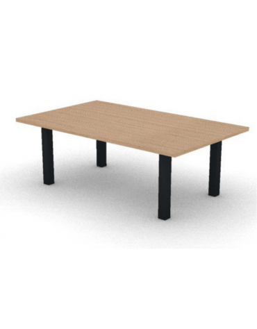 Tavolo riunione rettangolare con piano moboblocco in melaminico e struttura metallica - colori a scelta - cm 220x120x74h
