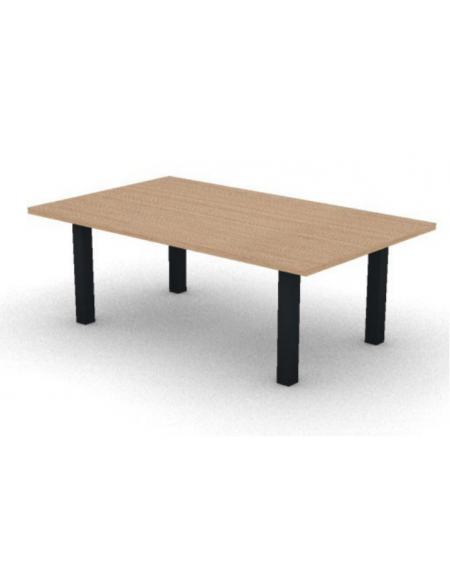 Tavolo riunione rettangolare con piano moboblocco in melaminico e struttura metallica - colori a scelta - cm 220x120x74h