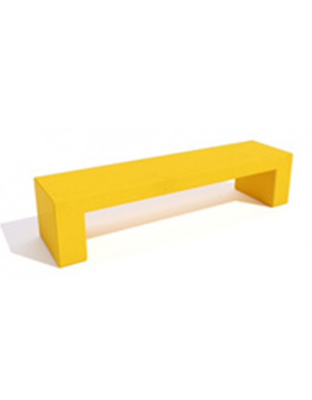 Panchina rettangolare monoblocco in cemento, Sostegni spessore cm 19 - Colore Giallo - Stop alla violenza - cm 200x50x50h - CAM
