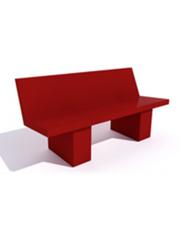 Panchina con spalliera in cemento calcestruzzo - colore Rosso - Stop alla Violenza - cm 170x56x68h - Conforme ai CAM