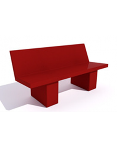 Panchina con spalliera in cemento calcestruzzo - colore Rosso - Stop alla Violenza - cm 170x56x68h - Conforme ai CAM