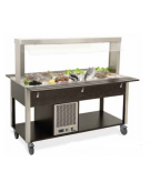 Buffet refrigerato  2x1/1 GN con parafiato fisso - colore Rovere - illuminazione a LED - cm 80x68x144h