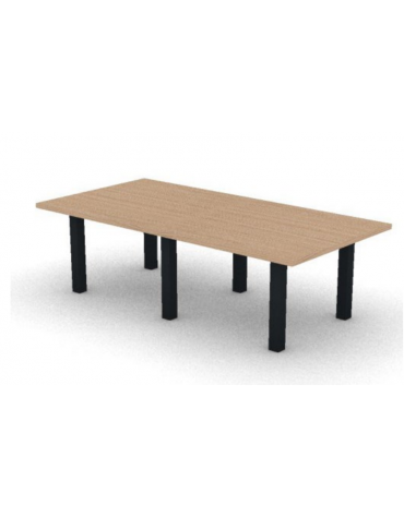 Tavolo riunione rettangolare con piano composto in melaminico e struttura metallica - colori a scelta - cm 280x120x74h