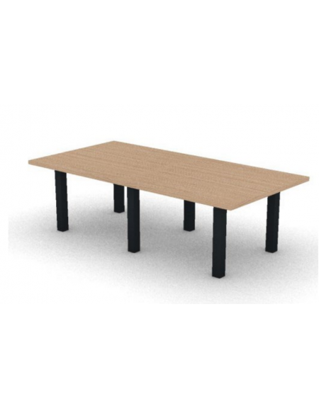 Tavolo riunione rettangolare con piano composto in melaminico e struttura metallica - colori a scelta - cm 280x120x74h
