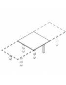 Allungo per tavolo riunione composto - piano in melaminico e struttura metallica - colori a scelta - cm 120x120x74h