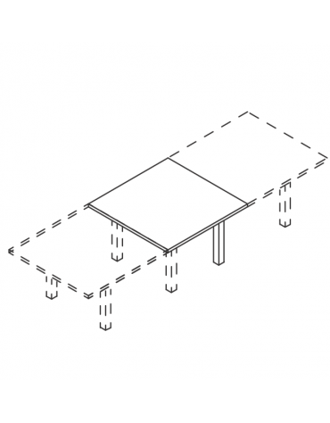 Allungo per tavolo riunione composto - piano in melaminico e struttura metallica - colori a scelta - cm 140x140x74h