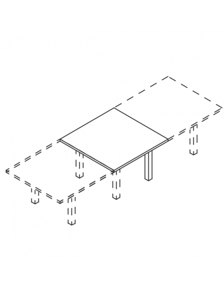 Allungo per tavolo riunione composto - piano in melaminico e struttura metallica - colori a scelta - cm 140x140x74h