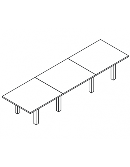 Tavolo riunione composto rettangolare con piano in melaminico e struttura metallica - colori a scelta - cm 360x120x74h