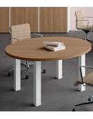 Tavolo riunione tondo con piano in melaminico e struttura metallica - colori a scelta - cm diametro 140x74h