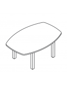 Tavolo riunione con piano sagomato monoblocco in melaminico e struttura metallica - colori a scelta - cm 180x120x74h