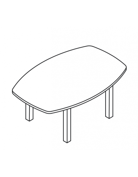 Tavolo riunione con piano sagomato monoblocco in melaminico e struttura metallica - colori a scelta - cm 220x120x74h