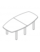 Tavolo riunione con piano sagomato composto in melaminico e struttura metallica - colori a scelta - cm 280x120x74h