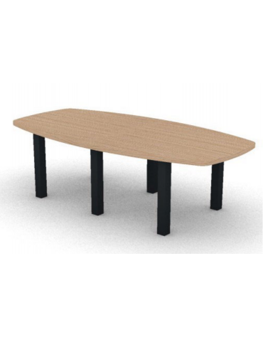 Tavolo riunione con piano sagomato composto in melaminico e struttura metallica - colori a scelta - cm 280x120x74h