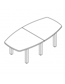 Tavolo riunione con piano sagomato composto in melaminico e struttura metallica - colori a scelta - cm 240x120x74h