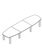 Tavolo riunione sagomato composto con piano in melaminico e struttura metallica - colori a scelta - cm 360x120x74h