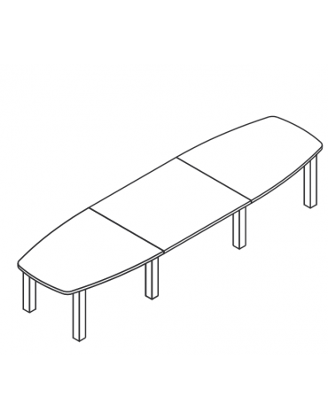 Tavolo riunione sagomato composto con piano in melaminico e struttura metallica - colori a scelta - cm 360x120x74h