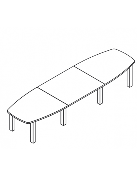 Tavolo riunione sagomato composto con piano in melaminico e struttura metallica - colori a scelta - cm 360x120x74h