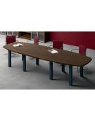 Tavolo riunione sagomato composto con piano in melaminico e struttura metallica - colori a scelta - cm 360x120x74h