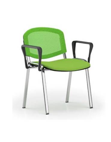 Sedia da attesa - Struttura in acciaio cromato, schienale forato e braccioli in polipropilene - sedile con imbottitura - CAM