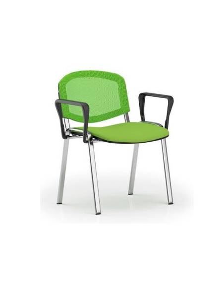 Sedia da attesa - Struttura in acciaio cromato, schienale forato e braccioli in polipropilene - sedile con imbottitura - CAM